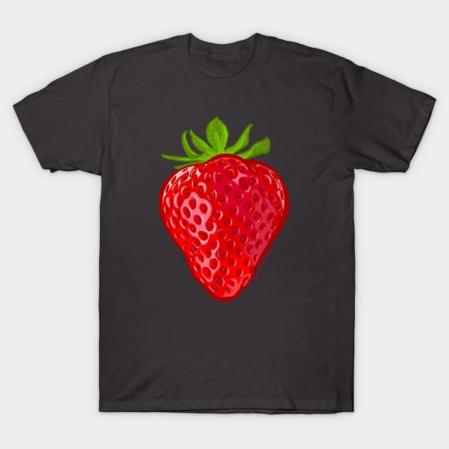 Red Juicy Strawberry T-Shirt by doubletony